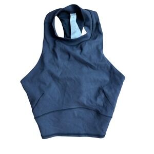 Lululemon Athletica Black High Neck Racerback Cropped Tank Top Size 8